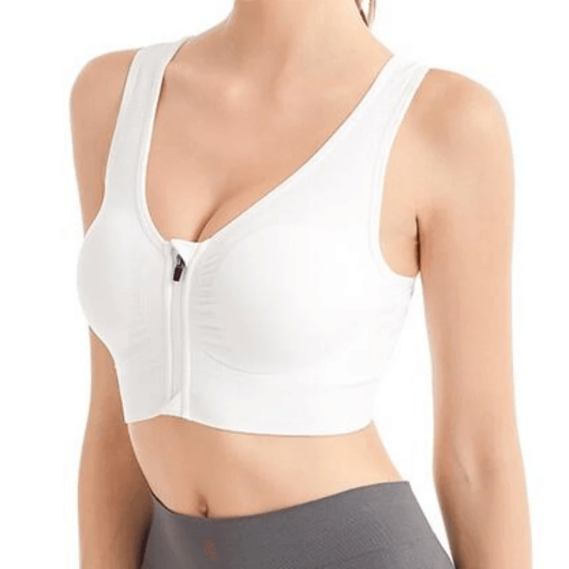 Sutiã esportivo com zíper frontal para mulheres, roupas íntimas à prova de choque, Bralette, sutiã sem costura respirável, sem underwire, fitness