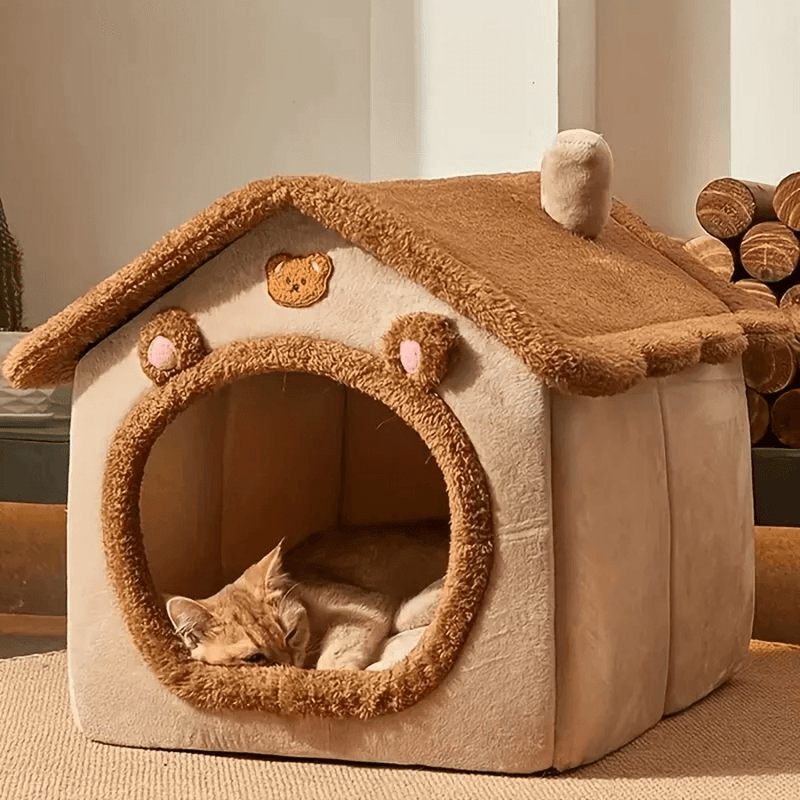 Dobrável dormir casa para animais de estimação removível lavável gato cubo esconder casa filhote de cachorro caverna sofá cama para animais de estimação casa para cães pequenos gatos médios