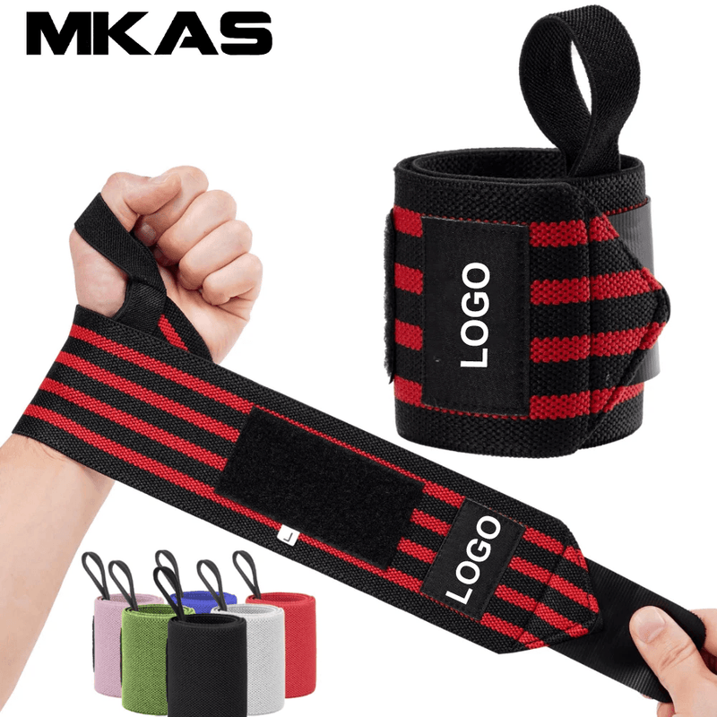 1 par de pulseiras para suporte de pulso cintas de apoio de pulso de força extra para levantamento de peso bandagem fitness logotipo personalizado de treinamento