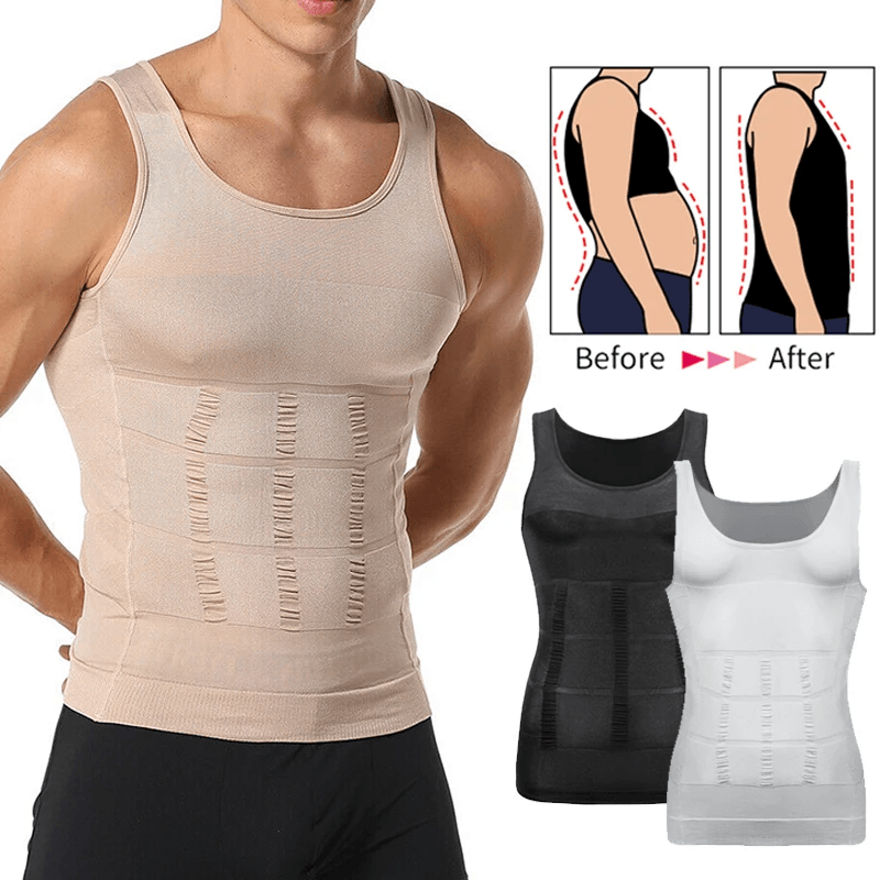 Homens emagrecimento corpo shaper colete camisa abs abdômen magro ginásio treino barriga controle compressão tanque superior sem mangas shapewear