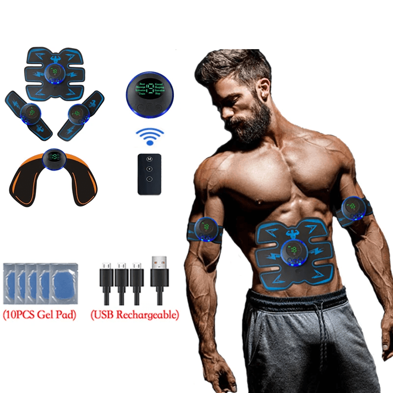 USB Recarregável Inteligente EMS Estimulador Muscular, Elétrico, ABS, Abdominal Patch, Treinamento, Braço, Pescoço, Massageador Corporal, Fitness, Emagrecimento