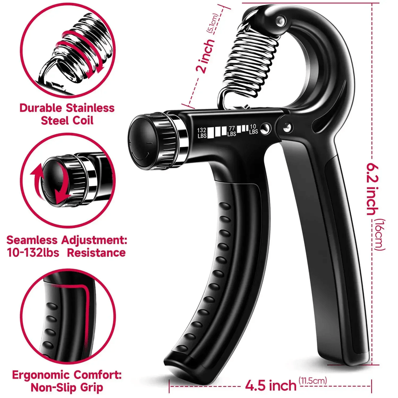 Ajustável Hand Grip Strength Trainer, Finger Exerciser, Fortalecedor para Construção Muscular e Recuperação de Lesões, 5-60kg