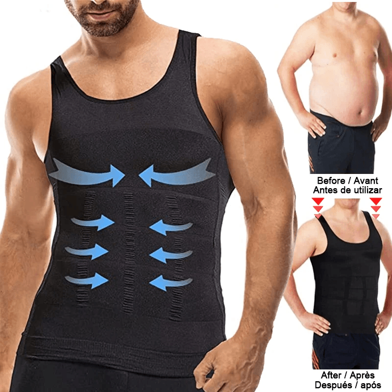 Homens emagrecimento corpo shaper colete camisa abs abdômen magro ginásio treino barriga controle compressão tanque superior sem mangas shapewear