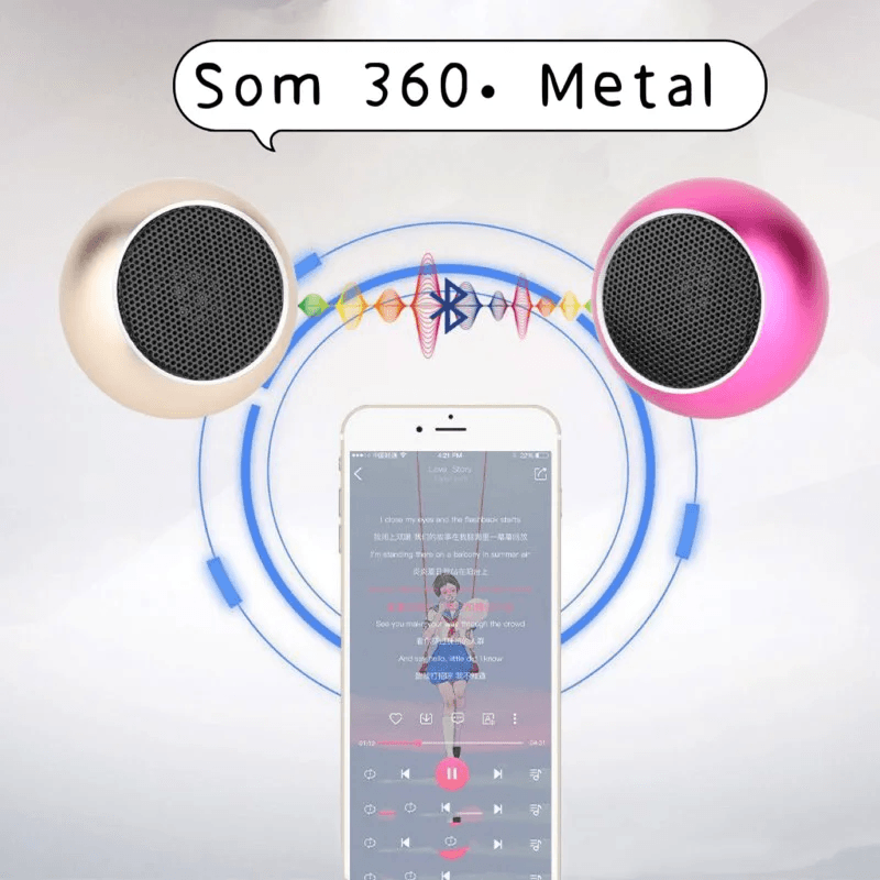 Mini Caixa de Som Metal Bess Portátil Som Alto Nítido Bluetooth