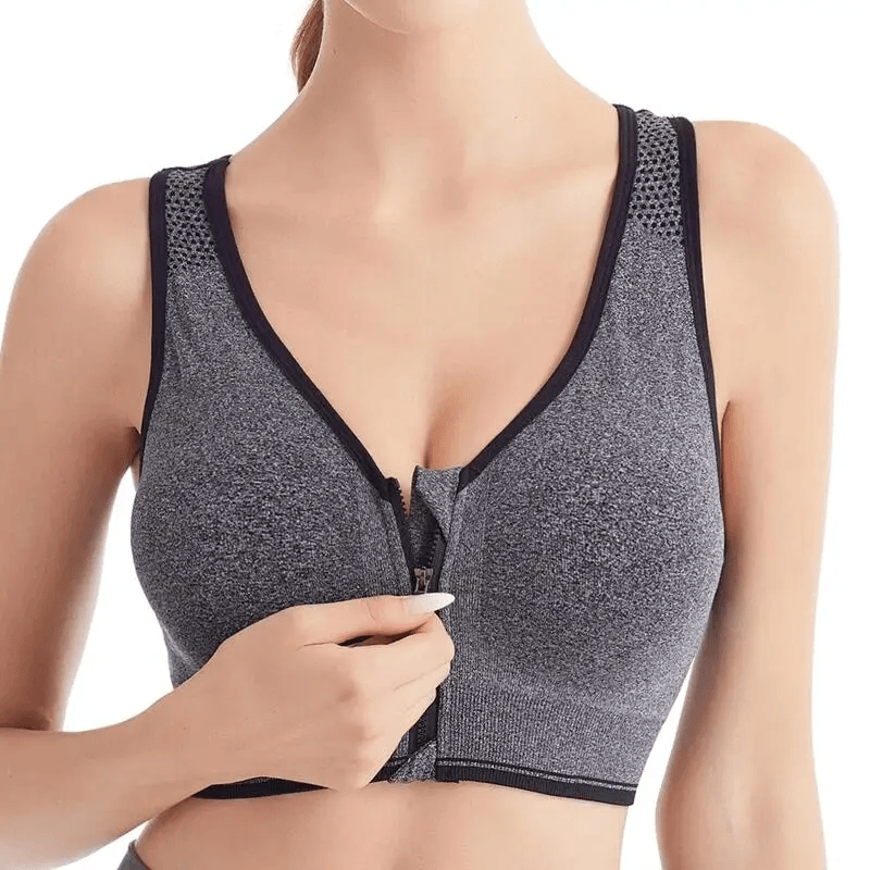 Sutiã esportivo com zíper frontal para mulheres, roupas íntimas à prova de choque, Bralette, sutiã sem costura respirável, sem underwire, fitness