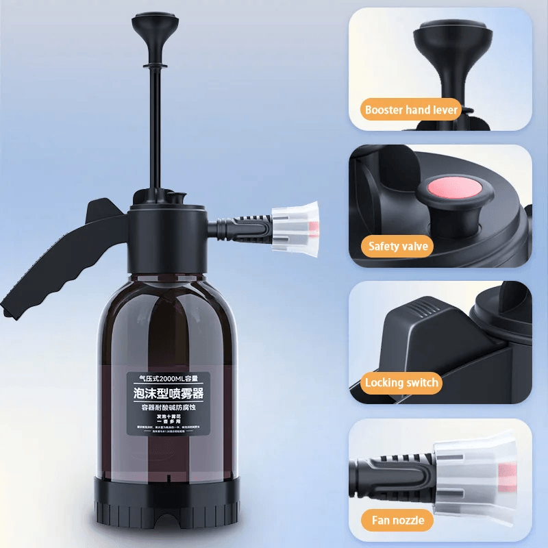 SEAMETAL-Pulverizador De Espuma De Bomba Manual, Lavadora Pneumática, Espuma De Neve, Alta Pressão, Garrafa De Spray De Lavagem De Carro, Limpeza Doméstica, 2L