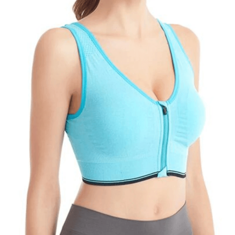 Sutiã esportivo com zíper frontal para mulheres, roupas íntimas à prova de choque, Bralette, sutiã sem costura respirável, sem underwire, fitness