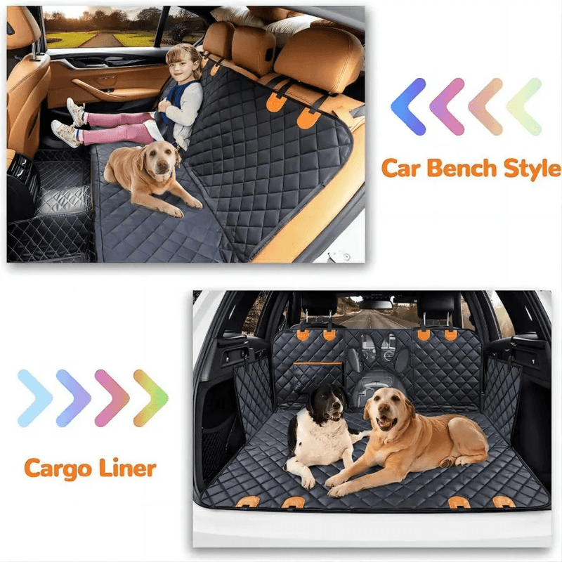 Tampa do assento de carro para o assento traseiro, 100% impermeável Dog Car Hammock, Janela de Malha Visual e Zíper Lateral, Proteção do assento de carro e porta