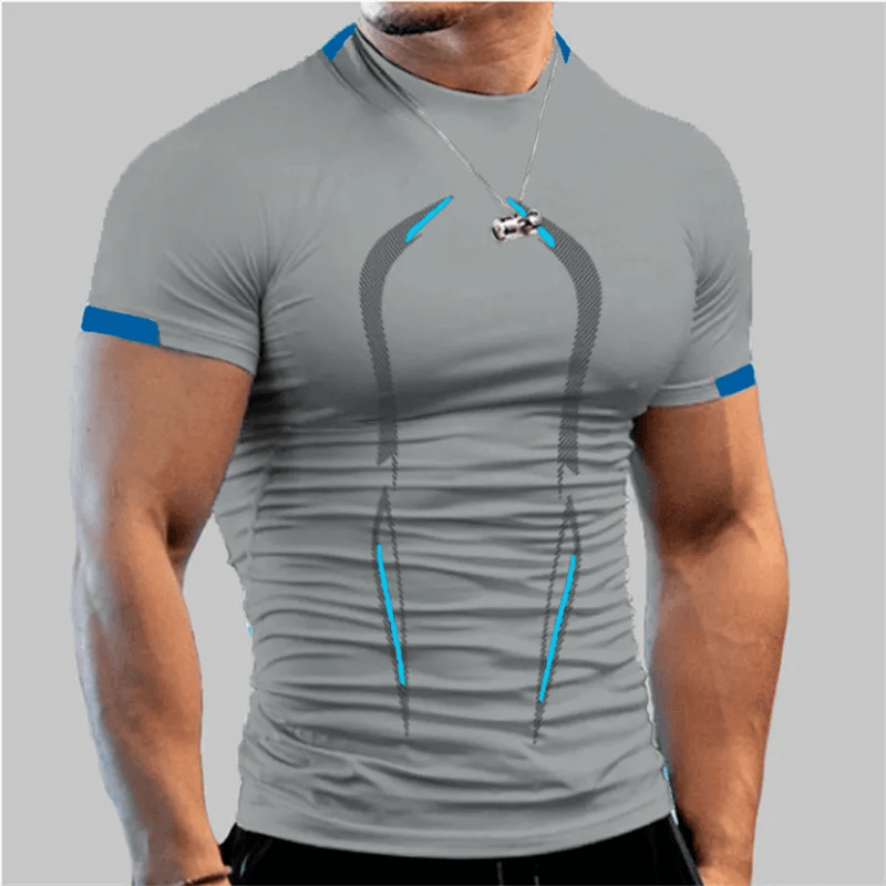 Camisa de compressão de manga curta para homens, camisa esportiva de secagem rápida, fitness e running, academia e musculação