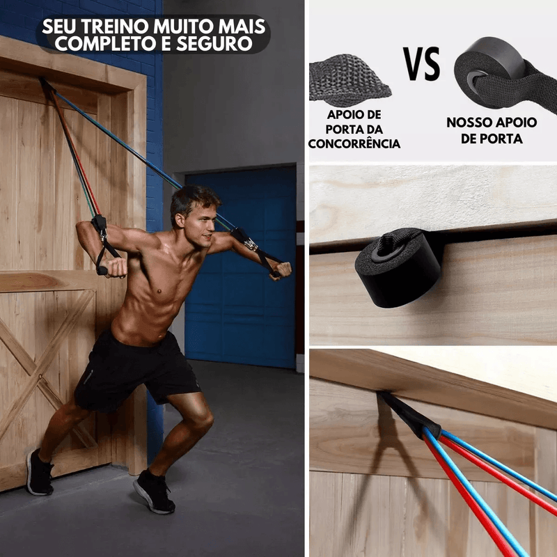 Conjunto de equipamentos fitness e treino, Corda Para Casa Elástica, Acessórios Exercício, 11 pcs por conjunto