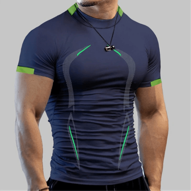 Camisa de compressão de manga curta para homens, camisa esportiva de secagem rápida, fitness e running, academia e musculação