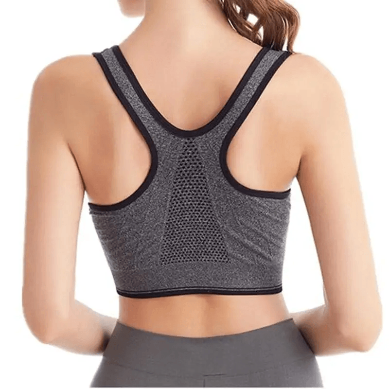 Sutiã esportivo com zíper frontal para mulheres, roupas íntimas à prova de choque, Bralette, sutiã sem costura respirável, sem underwire, fitness