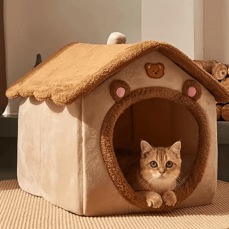 Dobrável dormir casa para animais de estimação removível lavável gato cubo esconder casa filhote de cachorro caverna sofá cama para animais de estimação casa para cães pequenos gatos médios