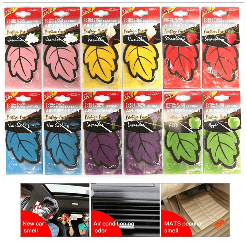 Folha Forma Car Air Freshener, Natural Scented Tea Paper, Auto Hanging Baunilha Perfume, Fragrância, Acessórios Interior, 3-60Pcs