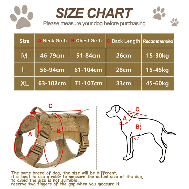 Coleira tática para cães, coleira para cães médios e grandes, colete militar para animais de estimação, serviço ajustável, para treinamento e caminhada