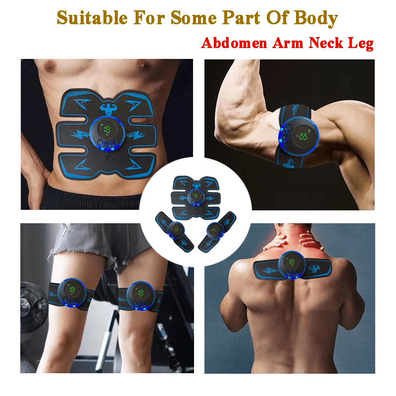 USB Recarregável Inteligente EMS Estimulador Muscular, Elétrico, ABS, Abdominal Patch, Treinamento, Braço, Pescoço, Massageador Corporal, Fitness, Emagrecimento