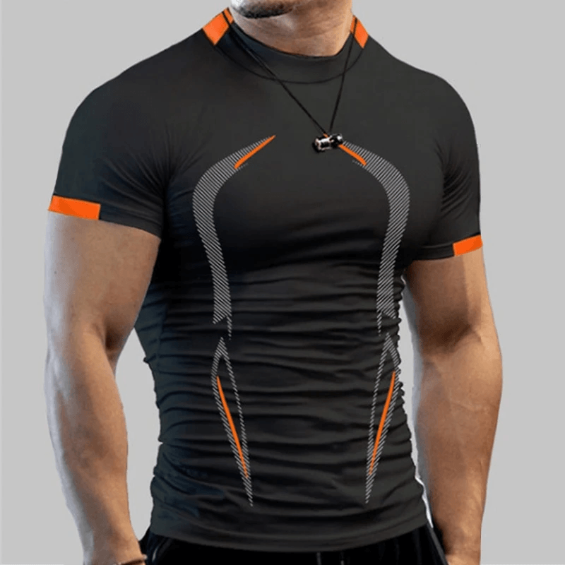 Camisa de compressão de manga curta para homens, camisa esportiva de secagem rápida, fitness e running, academia e musculação