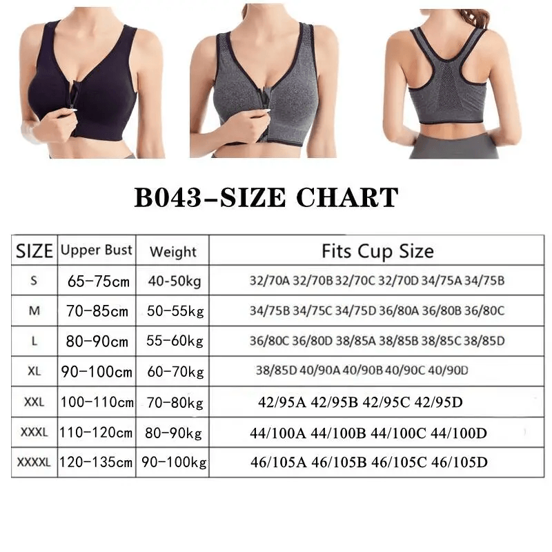 Sutiã esportivo com zíper frontal para mulheres, roupas íntimas à prova de choque, Bralette, sutiã sem costura respirável, sem underwire, fitness