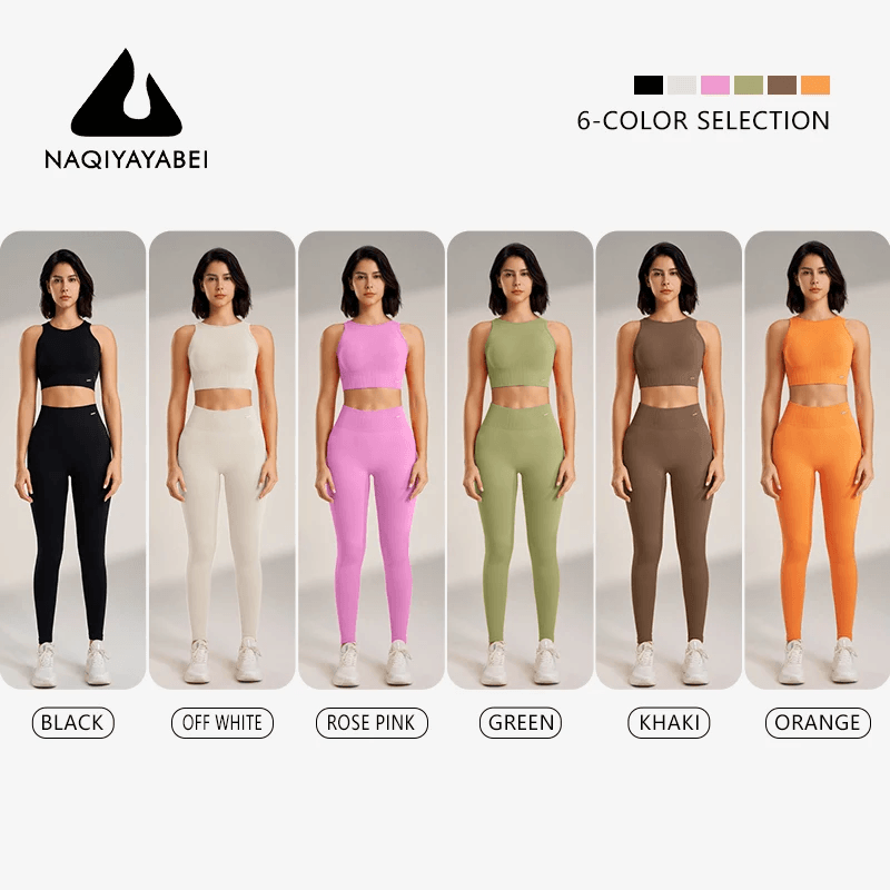 Conjunto de roupas de yoga feminino cintura alta leggings e topo duas peças sem costura roupas de exercício de fitness roupa interior de treino de fitness